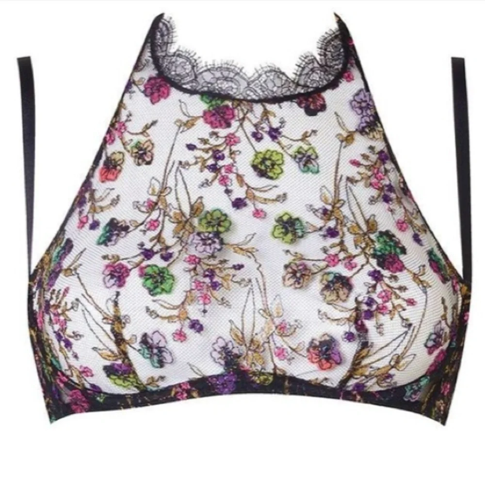NWT $249 Agent Provocateur M Dalliyah Bra Daliyah Embroidery Floral Appliqué - Picture 4 of 5